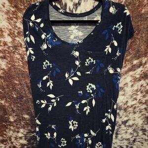 Maurices Navy Floral Short Sleeve Top